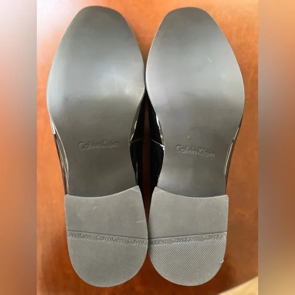 NIB Men’s Size 12 Calvin Klein Sleek Black Slip-On Loafers with Patent Finish - Picture 4 of 11